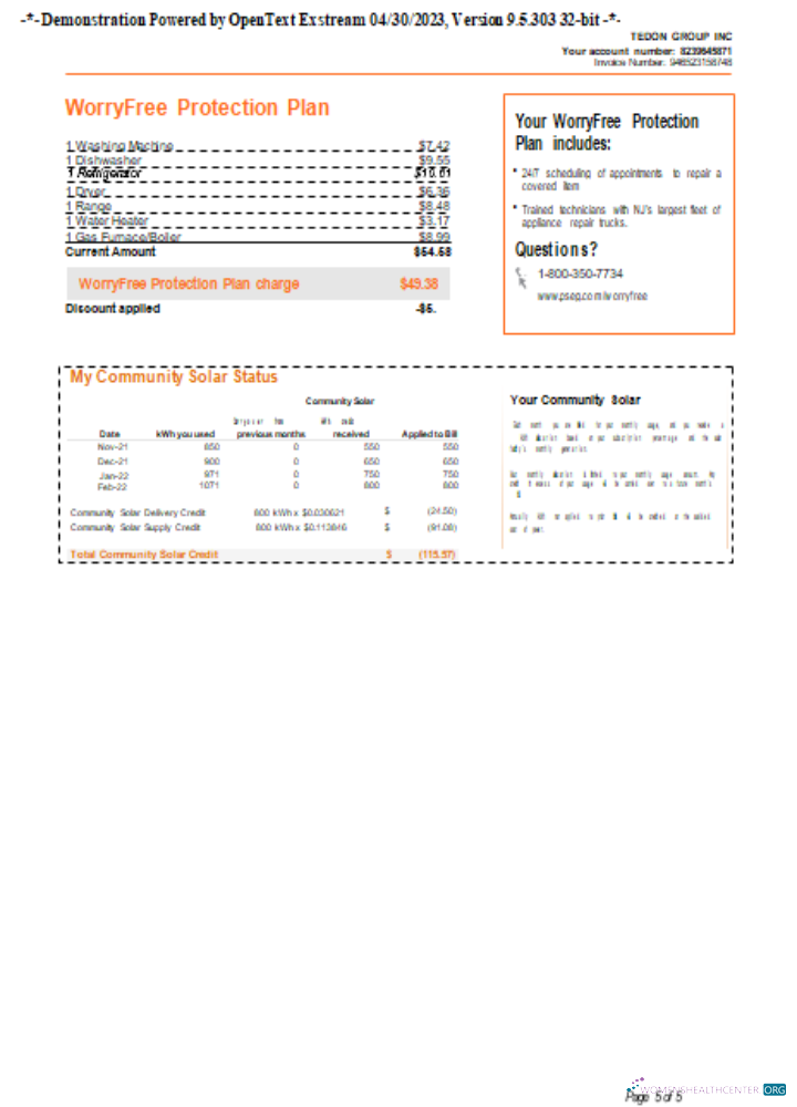 Download New York PSEG utility business bill, page 5. SCR Photoshop template